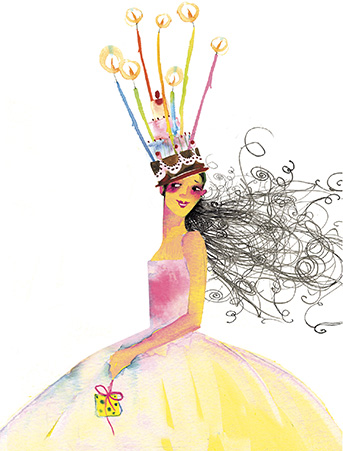 birthday queen masha dyans watercolor greeting card