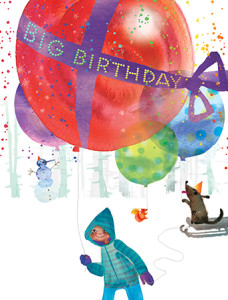 Big balloon boy watercolor birthday card by Masha D'yansMasha ...