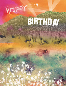 B25 hollywood birthday hills sunset masha dyans watercolor greeting card