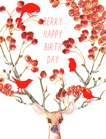 A card for someone berry deer to you! This Masha D’yans birthday greeting card gets your festive point across with a touch of magic, wilderness and charm.