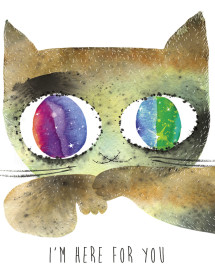 There For You Cat watercolor greeting card by Masha D’yans
