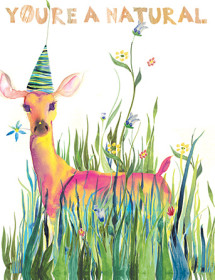 G49 grass deer natural masha dyans watercolor greeting card