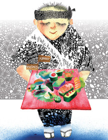 G53 sushi chef masha dyans watercolor greeting card