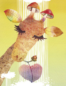 LoveLand Giraffe watercolor greeting card by Masha D’yans sets a playfully festive mood for any occasion: Birthday, Congratulations, Thank You, Mother’s Day, Miss You or Just Because.