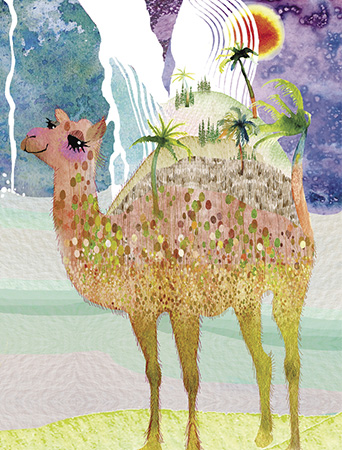 LoveLand Camel watercolor greeting card by Masha D’yans