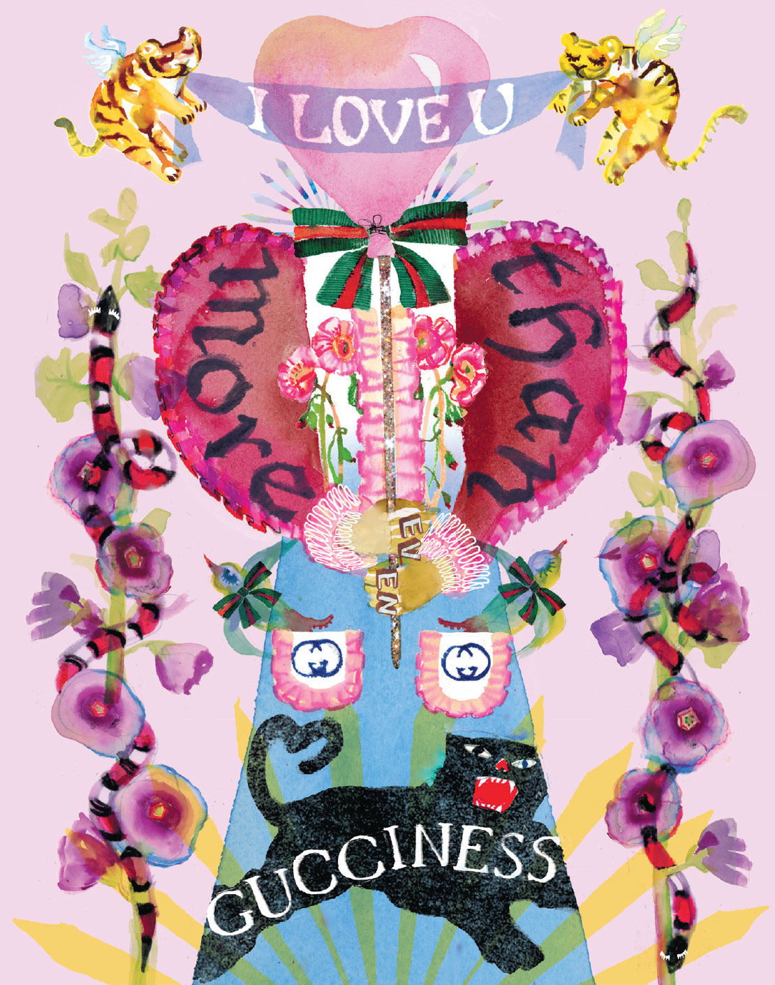 Gucci Love watercolor greeting card by Masha D'yansMasha