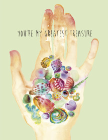 Beach Treasure Hand watercolor greeting card by Masha D’yans