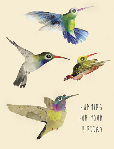 Humming Bird Day watercolor greeting card by Masha D’yans