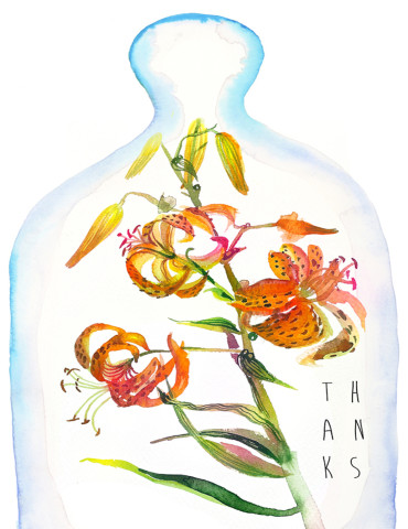 Bell Jar Tiger Lily watercolor greeting card by Masha D’yans