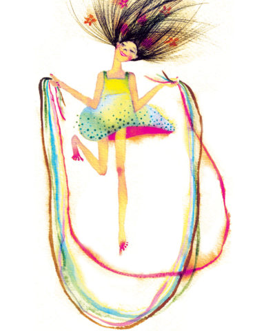 Rainbow Jumprope watercolor greeting card by Masha D’yans