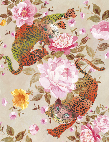 Leopards in Roses watercolor greeting card by Masha D’yans