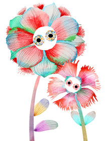 M17 mother's day love flowers with eyes watercolor masha dyans