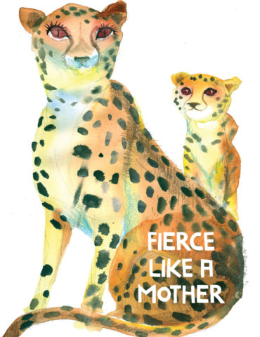 Fierce Mom is features a beautiful cheetah and her devoted baby in the wild. Show your love to the most important shero with this Masha D’yans mother's day greeting card featuring a characteristic flight of watercolor whimsy.