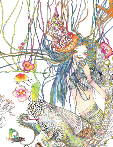 Mermaid watercolor greeting card by Masha D’yans