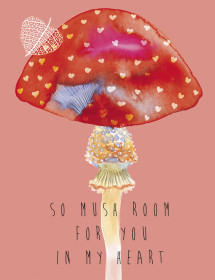 Mushrooms vs Jellyfish watercolor greeting card by Masha D’yans