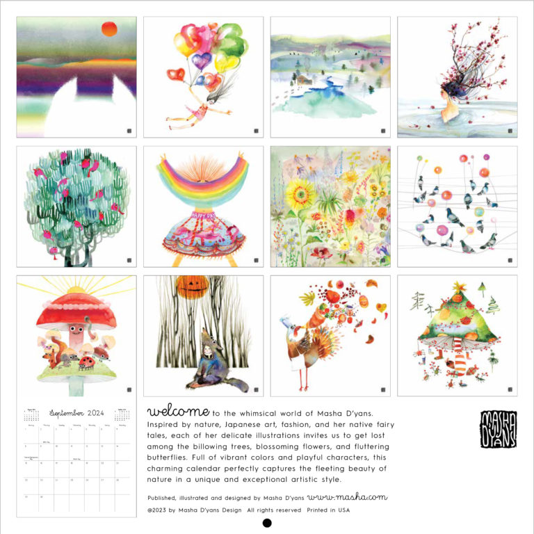 Masha D'yans watercolor 2024 Wall CalendarMasha = Watercolor Mischief