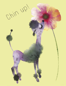 Chin Up Poodle watercolor greeting card by Masha D’yans