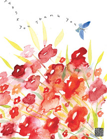 T05 thanks blue butterfly flowers masha dyans watercolor greeting card