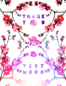 Plum Blossom Thanks branches cherry sakura watercolor masha dyans greeting card