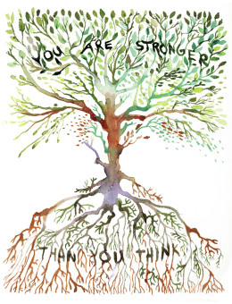 Stronger Tree watercolor greeting card by Masha D’yans