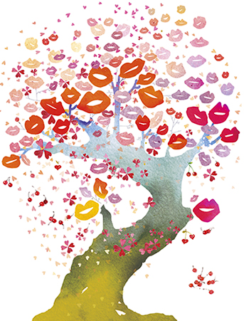 Bonsai Kisses tree watercolor masha dyans greeting card