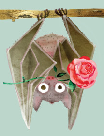 V35 A Rose From Bat watercolor card by masha dyans